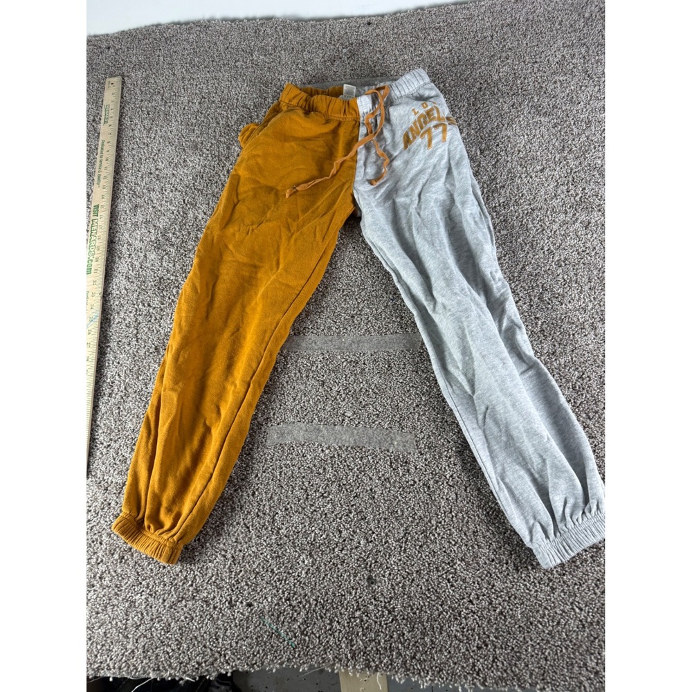 Ultra Flirt Los Angeles 77 Colorblock Sweatpants Mustard Gray Joggers Small